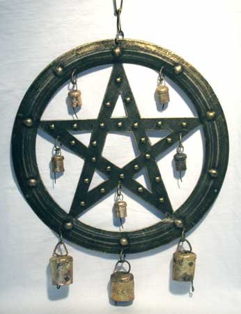 9 1/2&amp;quot;Black Pentagram Wind Chime