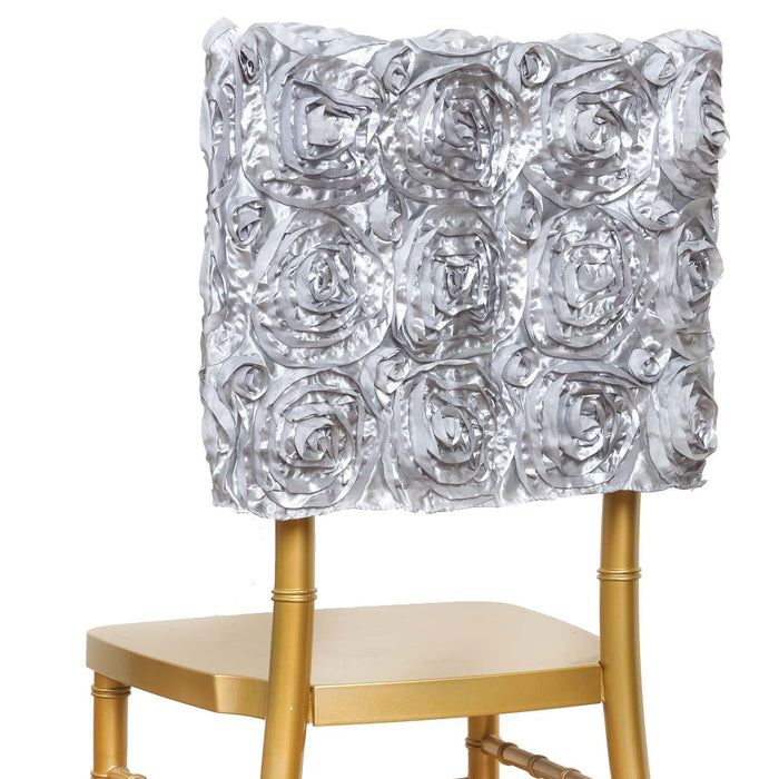 16" Silver Rosette Chiavari Chair Caps Cover
