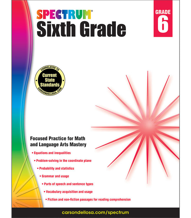 Spectrum Sixth Grade Workbook Grade 6 Paperback