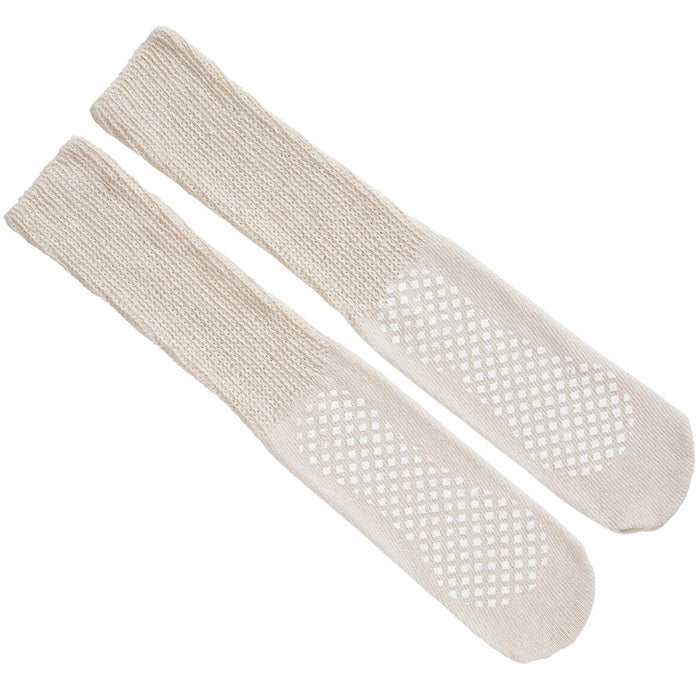 Diabetic Slipper Socks With Gripper Soles-Tan