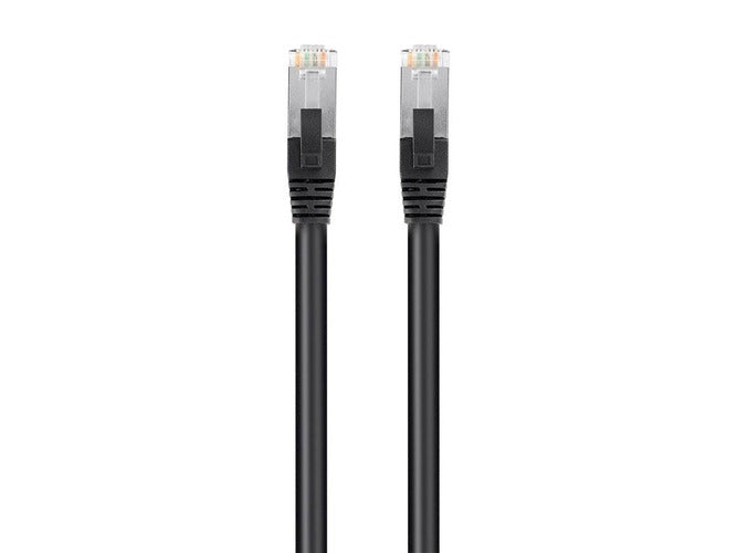 Cat6 PoE Ethernet Patch Cable - 600V, Shielded RJ45, Solid, 550MHz, STP (U/FTP), 24AWG, 14ft, Black