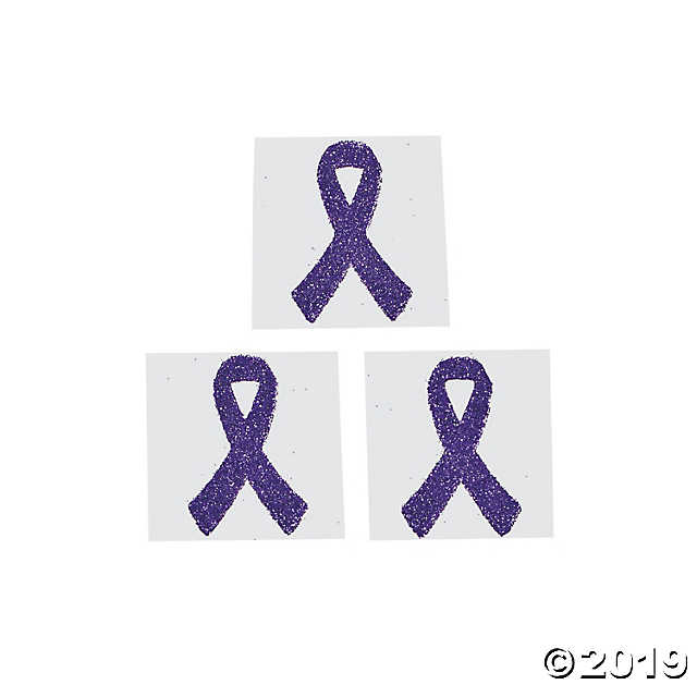 Awareness Purple Ribbon Temporary Tattoo - Ships in 24 Hours!