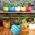 Mini Colourful Round Plastic Plant Flower Pots-Blue